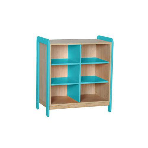 Meuble 2 colonnes 6 niches Lili hauteur 98 cm coloris bleu turquoise thumbnail image 1