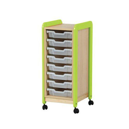 Meuble sur roulettes 1 colonne 8 casiers Lili hauteur 98 cm coloris vert thumbnail image 1