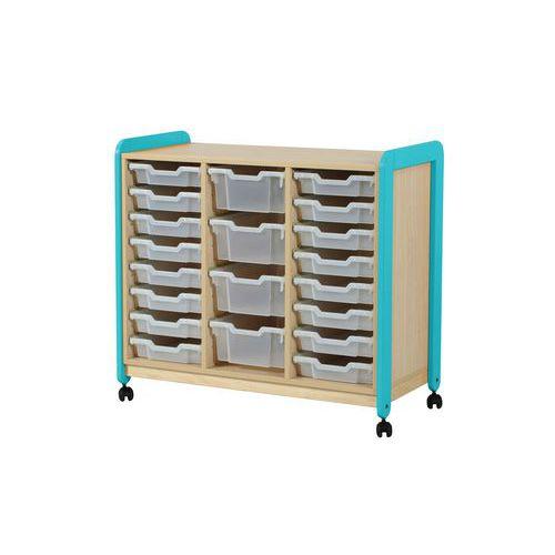 Meuble sur roulettes 3 colonnes 20 casiers Lili hauteur 98 cm coloris turquoise thumbnail image 1