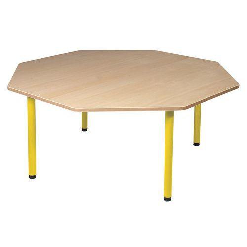 Illustration de : Table maternelle octogonale 4 pieds tube Lise