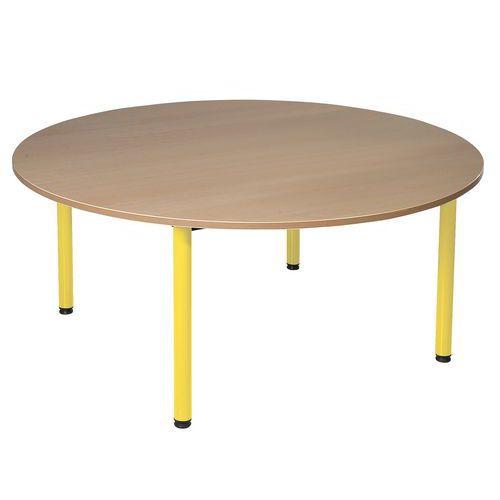 Illustration de : Table maternelle ronde 4 pieds tube Lise