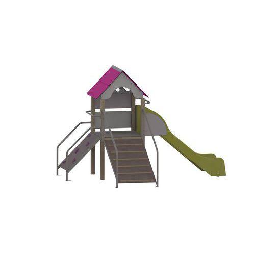 Structure Fripounette Baby-grimpe - bois - scell - inox - gris/prune-Wiki Cat thumbnail image 1