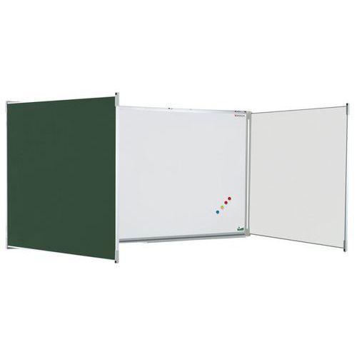 Illustration de : Tableau tript. émaillé mixte int. blanc cadre alu strié  - Vanerum