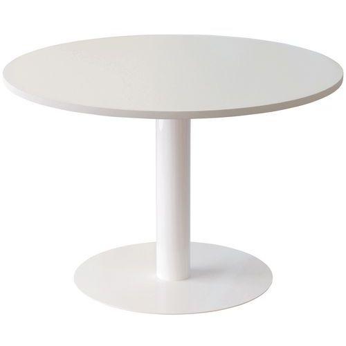 Table de réunion ronde Ø 115 cm Easy Office plateau Blanc pied blanc thumbnail image 1