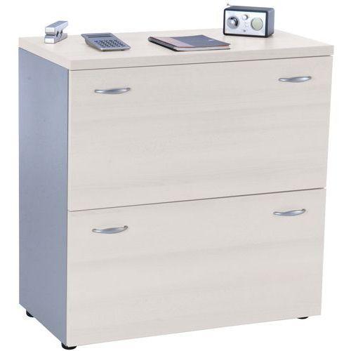 Armoire basse Trétris 2 tiroirs coloris gris/aluminium thumbnail image 1