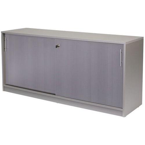 Meuble bas Majix 2 portes coulissantes coloris chêne gris/aluminium thumbnail image 1