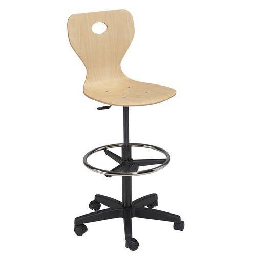 Chaise dessinateur Fidji piétement plastique coque bois thumbnail image 1