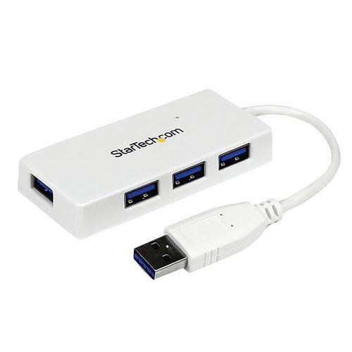 Illustration de : Hub USB 3.0 à 4 ports avec câble intégré Blanc StarTech