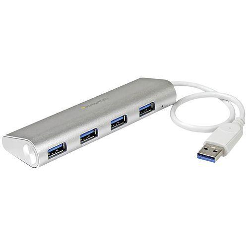 Hub USB 3.0 compact à 4 ports avec câble intégré - Argent thumbnail image 1