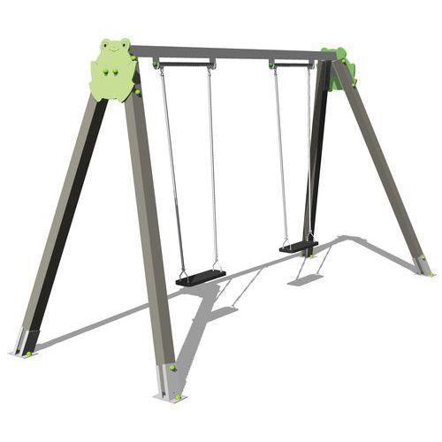 Illustration de : Portique 2 balançoires - alu