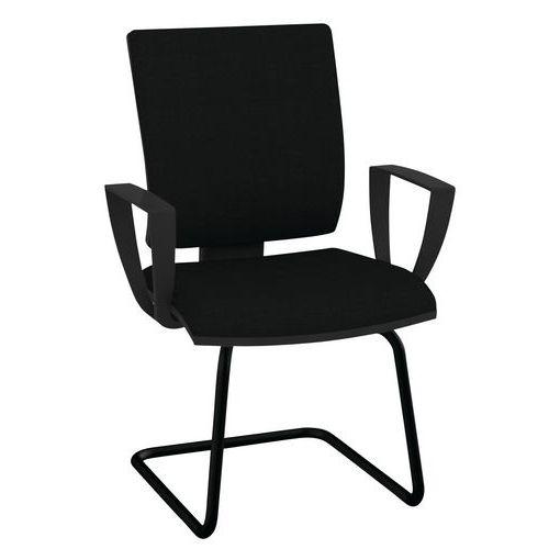 Fauteuil visiteur OPTIMA pied luge verni noir accoudoir fixe thumbnail image 1