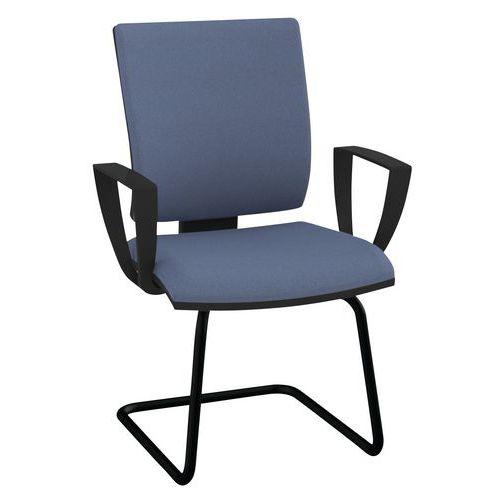 Fauteuil visiteur OPTIMA pied luge verni noir accoudoir fixe M1 Bleu thumbnail image 1