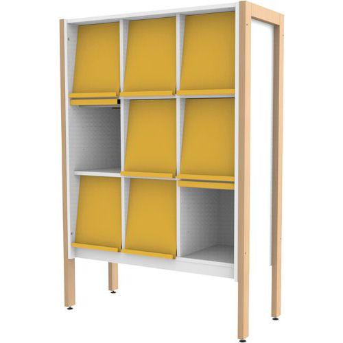 Présentoir 9 cases stockage structure bois volets jaune RAL1023 Ellipse enfant thumbnail image 1