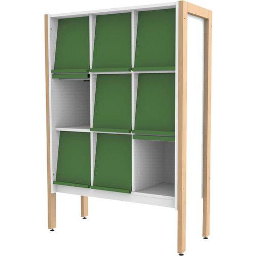 Présentoir 9 cases stockage structure bois volets vert RAL6010 Ellipse enfant thumbnail image 1