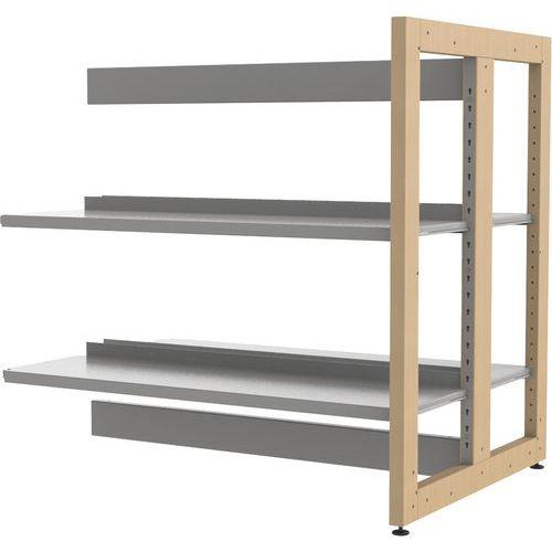 Illustration de : Rayonnage double face structure bois Ellipse - Manutan Expert