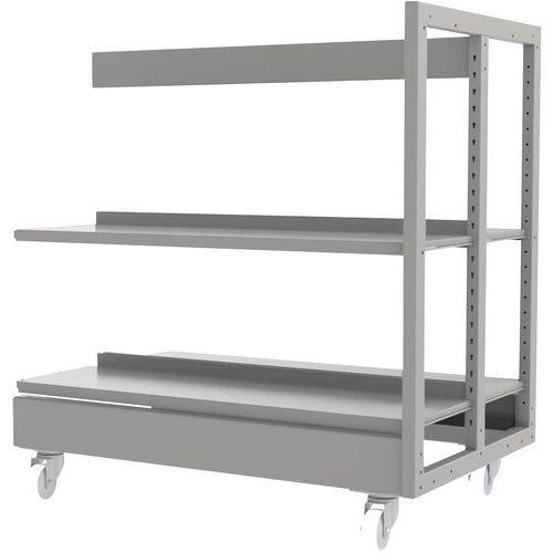 Illustration de : Rayonnage double face sur roulettes Ellipse structure tube - Manutan Expert