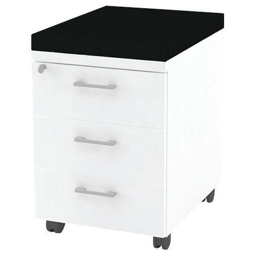 Caisson mobile 3 tiroirs blanc + coussin M1 NOIR B01/28 thumbnail image 1