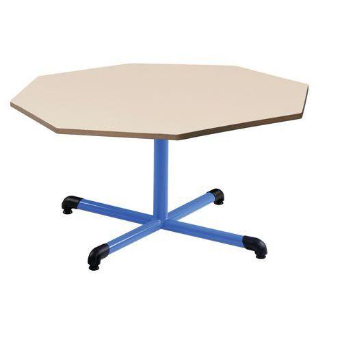 Illustration de : Table fixe Chloé plateau beige pied central octogonale - Mobidecor