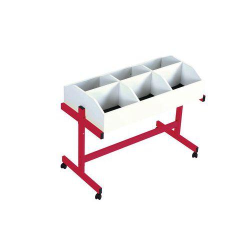 Illustration de : Bac à albums mobile, réglable en hauteur Zédia