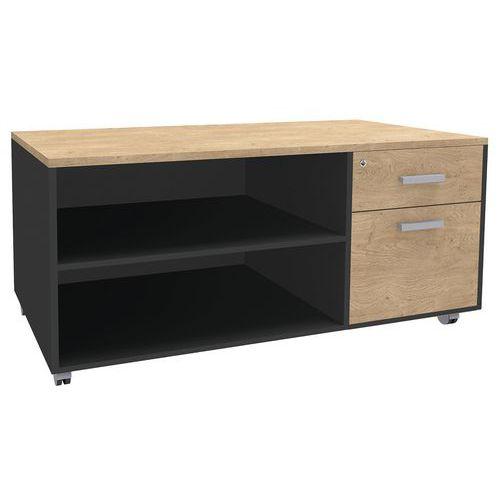 Console mobile Steel Graphite 2 tiroirs carbone/chêne clair thumbnail image 1