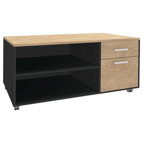 Console mobil Urbano 2 tiroirs 120x60 carbone/chêne clair thumbnail image 1