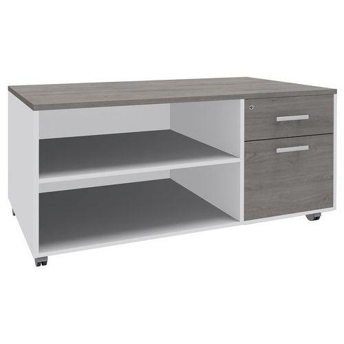 Console mobile Urbano 2 tiroirs 120x60 blanc/chêne gris thumbnail image 1