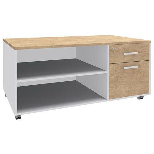 Console mobile Urbano 2 tiroirs 120x60 blanc/chêne clair thumbnail image 1