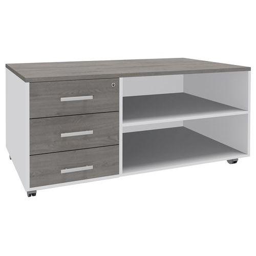 Console mobile Urbano 3 tiroirs 120x60 cm blanc/chêne gris thumbnail image 1