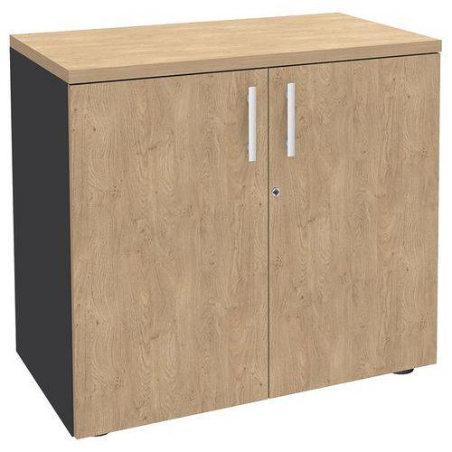 Armoire basse Urbano 72x80 tablette bois carbone/chêne clair thumbnail image 1