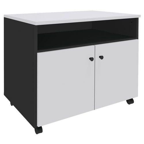 Desserte mobile 2 tablettes 2 portes blanc perle/anthracite thumbnail image 1