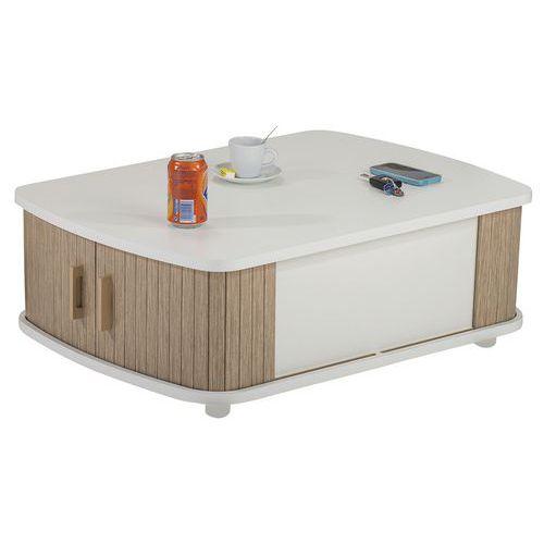 Table basse blanc 4 rideaux chêne thumbnail image 1