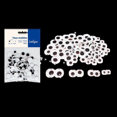 Sachet de 100 yeux mobiles adhésifs noirs,Ø 7, 10, 12, 15 mm thumbnail image 1