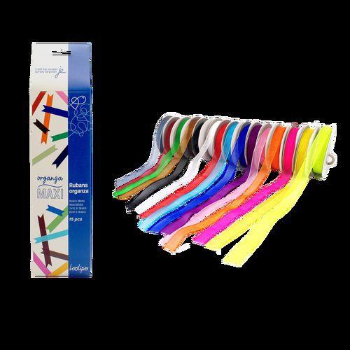 Set de 15 rouleaux ruban organza 9mm thumbnail image 1