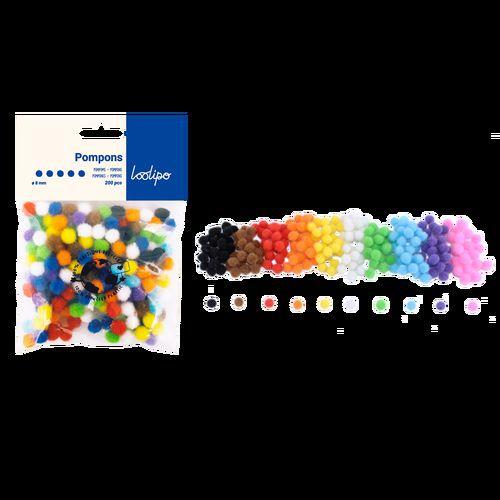 Sachet 200 mini pompons Ø 8 mm couleurs assorties fullname image