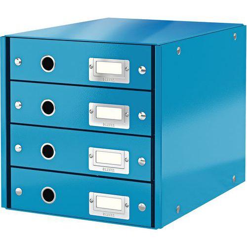 Lot de 3 Bloc de classement Leitz Click & Store, 4 tiroirs Bleu thumbnail image 1