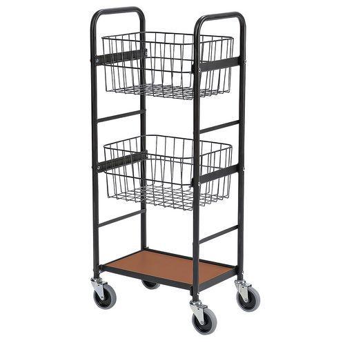 Illustration de : Chariot 2 paniers et 1 plateau - Capacité 100 kg