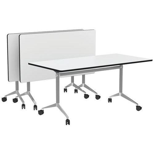 Illustration de : Table rabattable Alufloop T6 plateau blanc chants noirs