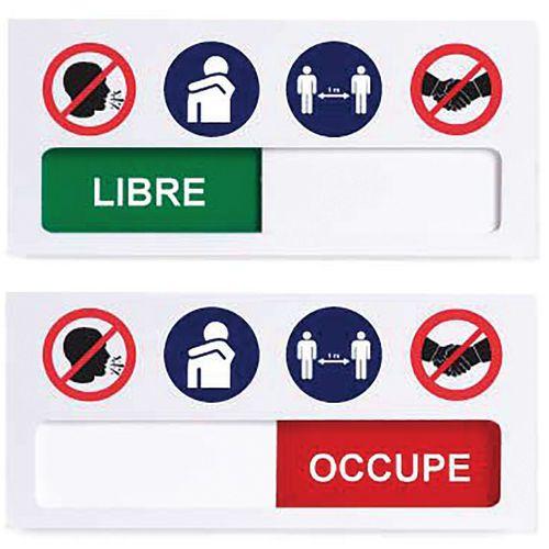 Plaque de porte libre-occupé avec logos gestes barrière thumbnail image 1