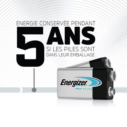 Illustration de : Pile alcaline Max Plus - 9V/LR61 - Lot de 20 - Energizer