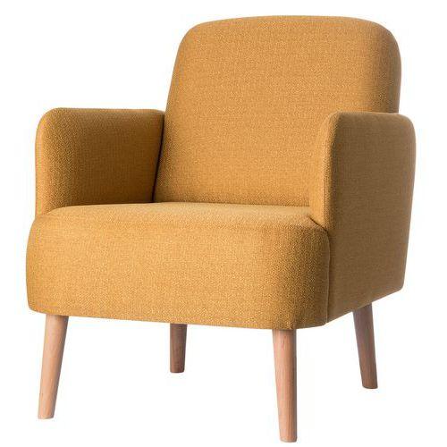Fauteuil Duncan pied hêtre massif revêtement tissu polyester coloris Safran thumbnail image 1