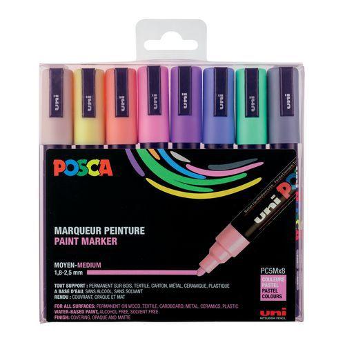 Set 8 marqueurs PC5M pointe conique moyenne couleurs pastel thumbnail image 1
