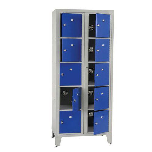 Armoire vestiaire visitable 2 colonnes 10 casiers Bleu RAL 5017 thumbnail image 1
