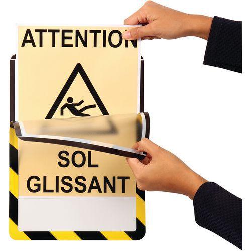 Lot de 2 cadre magneto securite magnetique A4 jaune/noir thumbnail image 1