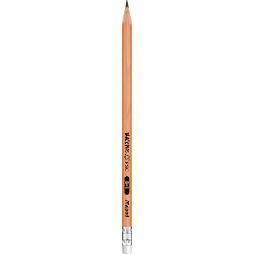 Illustration de : Crayon graphite triangulaire B embout gomme black'peps - Maped