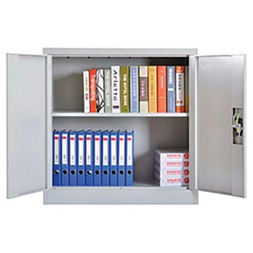 Illustration de : Armoire basse à portes battantes - Gris Aris - Manutan Expert