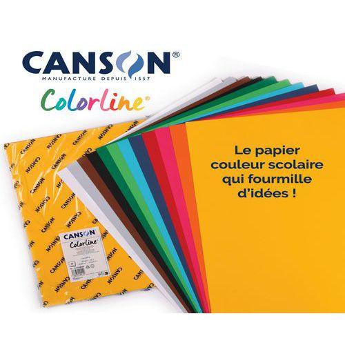 Illustration de : Main 25 feuilles colorline 50x65 150g 12 couleurs assorties - Canson