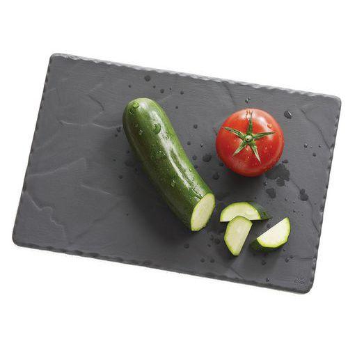 Illustration de : Plateau rectangulaire sans rigole en porcelaine-Basalt-Revol