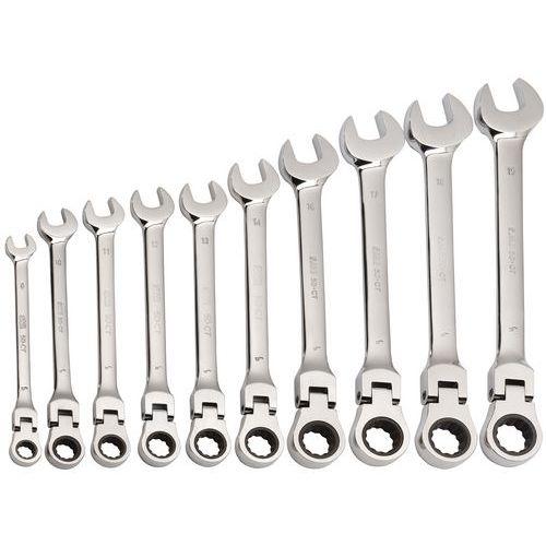 Illustration de : Clé mixte à cliquet articulée