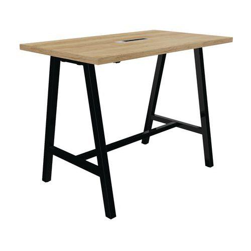 Illustration de : Table réunion haute cohésion avec bloc électrique pieds métal Buronomic