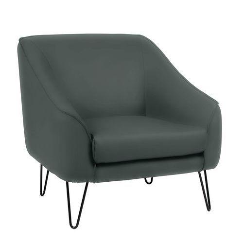 Fauteuil 1 place AYA pied Métal enduit PVC non feu M1 Cendre thumbnail image 1